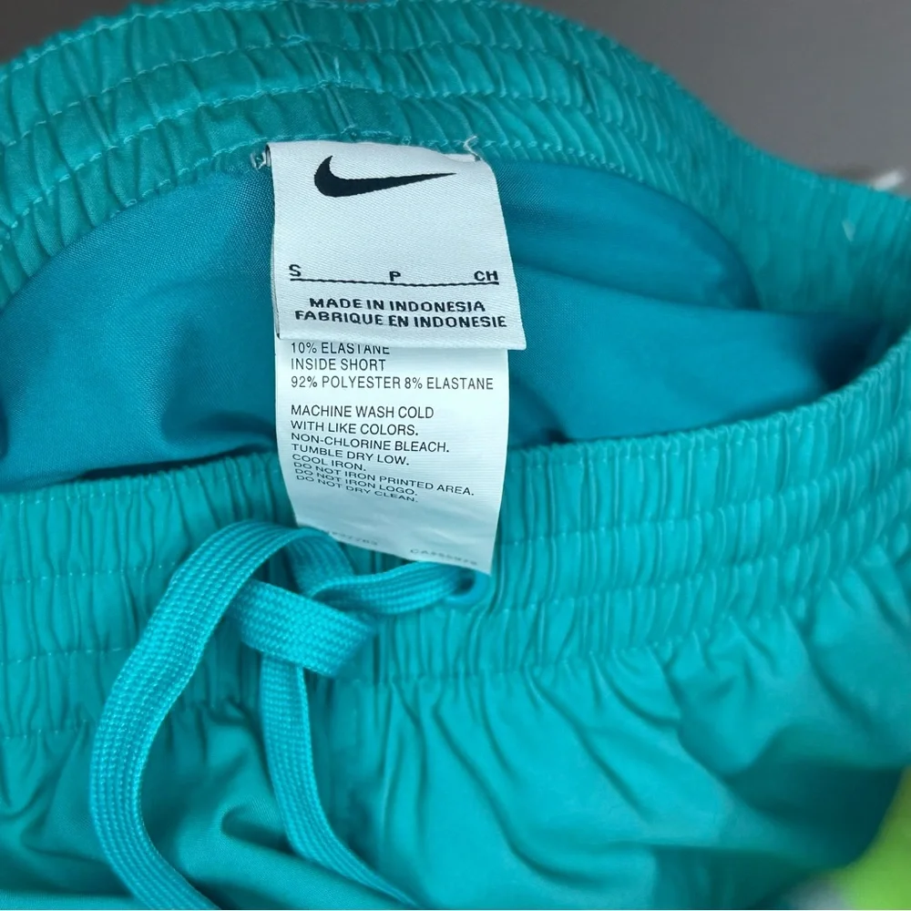 Nike Turquoise and Neon Green Swim Shorts